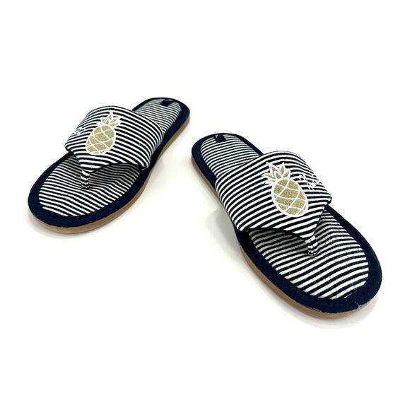 Nautica Livia Women Flip-Flop Sandal Sz 7 Navy White Stripes Embroidered Accent - Picture 10 of 12